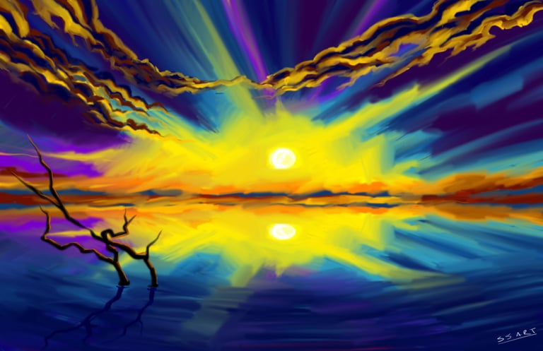 landscape art ,sunset