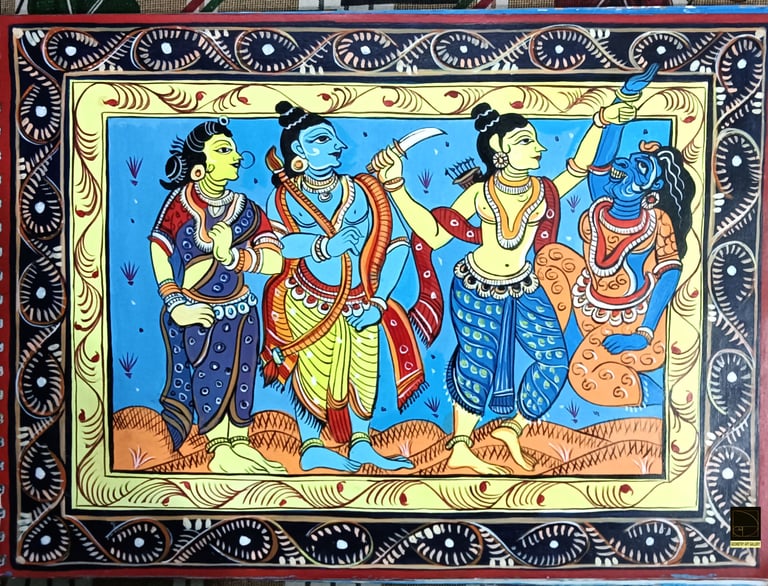 PATTACHITRA ART RAMAYANA ARANYA KANDA RAMA LAKHMAN SITA SUPANAKHA