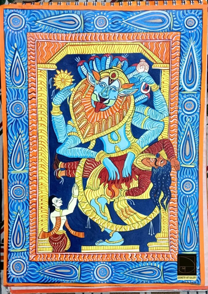 PATTACHITRA ART ,NARSIMHA,DEMON HIRANYAKASHIPU,PRAHLAD