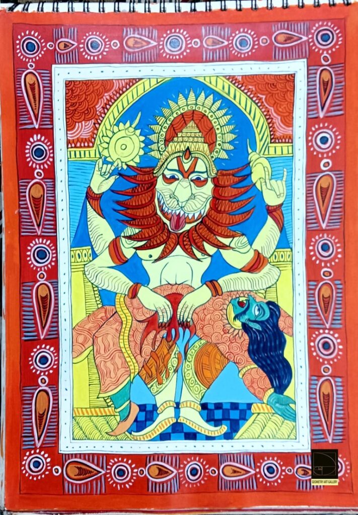 PATTACHITRA ART NARSIMHA  ,DEMON HIRANYAKASHIPU
