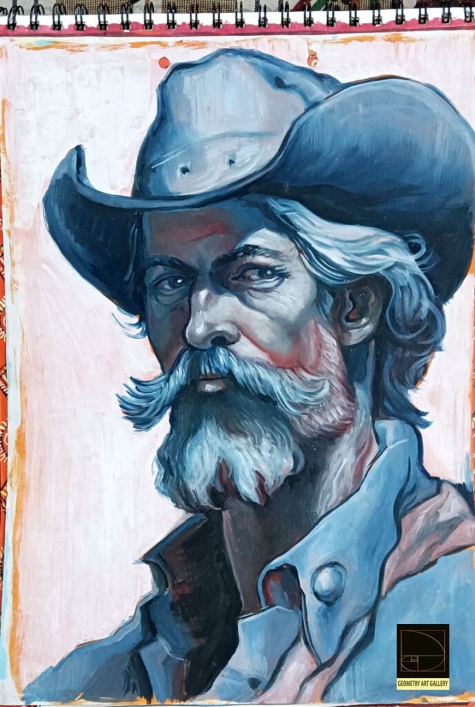 PORTRAIT OF MAN IN HAT OIL PAINTING