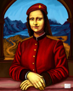 monalisa in red dress
