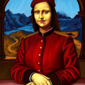 monalisa in red dress