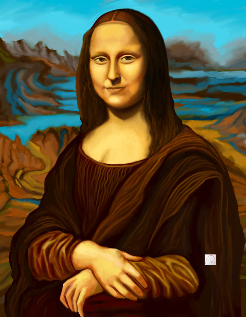 portrait of monalisa art , starry night style