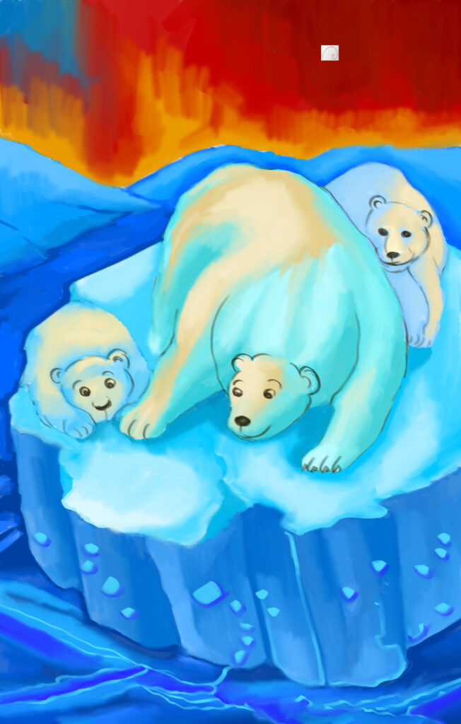 POLAR BEAR IN MELTING GLACIERS