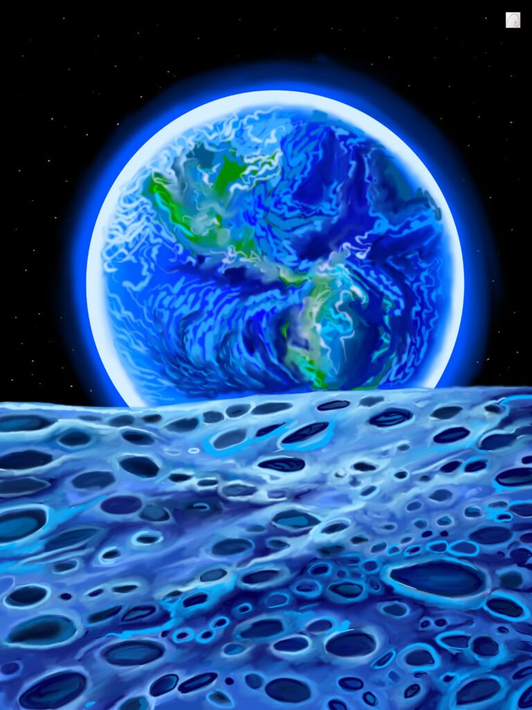 view of earth from moon, humans should stay on earth , rather colonizing moon 