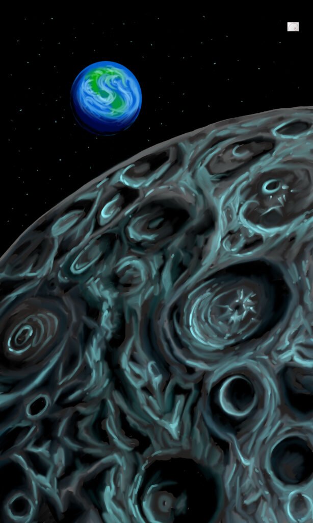MOON ART , EARTH VIEW FROM SURFACE OF MOON