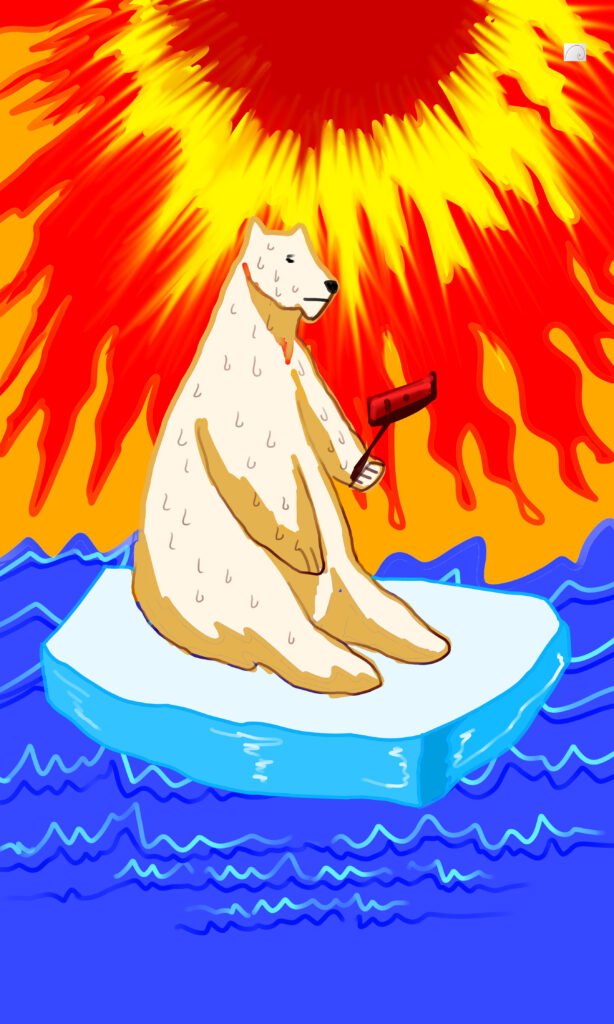 global warming art, climate change in polar region